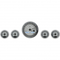 Universal Five Round Gauge Kit - Silver/White