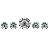 5-Gauge Round Universal VHX Gauge Kit - Silver Alloy/Red