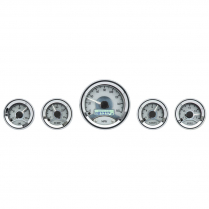 Five Gauge Round Universal VHX Gauges - Silver Alloy/White