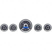 Universal 6 Gauge Round Gauge Kit - Black/Blue