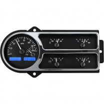 1948-50 Ford Pickup Truck VHX Gauge Kit - Black Alloy/Blue