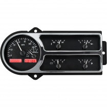 1948-50 Ford Pickup Truck VHX Gauge Kit - Black Alloy/Red