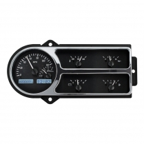 1948-50 Ford Pickup Truck VHX Gauge Kit - Black Alloy/White