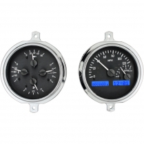 1951-52 Ford Pickup Truck VHX Gauge Kit - Black/Blue