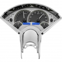 1955-56 Chevy Pass Car VHX Series Gauge Kit - Silver/Blue