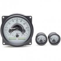 1955-86 Jeep CJ VHX Gauge Kit - Silver/Red