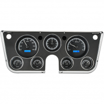 1967-72 Chevy/GMC P/U VHX Kits Anl Clock - Black Alloy/Blue
