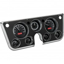 1967-72 Chevy/GMC P/U VHX Gauge Kit Anl Clock - Black/Red