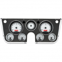 1967-72 Chevy/GMC P/U VHX Gauge Kit Anl Clock - Silver/Red