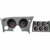 1968-77 Corvette VHX 6 Gauge Kit Analog Clock - Carbon/Red