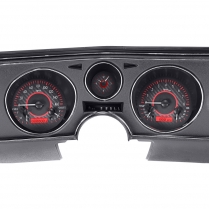 1969 Chevelle VHX Gauge Kit w/Analog Clock Carbon Fiber/Red