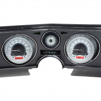 1969 Chevelle VHX Gauges w/Analog Clock - Silver Alloy/Red