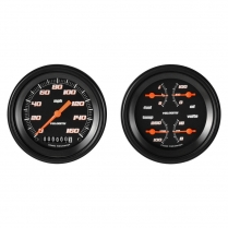 Velocity Black 2 Gauge Kit 3-3/8" Speedo/Quad - BLF