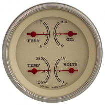 Vintage 3-3/8" Quad Gauge with 0-30 OHM Fuel - SLF