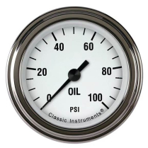 White Hot 2-1/8" F/Swp 0-100 psi Oil Press Gage W/Sender SLC